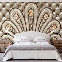 Mural Wallpaper Wall Sticker Soft Bag Peacock Tail Smoke Background Pvc / Vinyl Suitable For Living Room Bedroom Restaurant Hotel Wall Decoration Art Home Decor miniinthebox