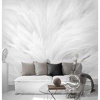 Mural Wallpaper Wall Sticker Covering Print Peel and Stick Self Adhesive White Feather Room Wallcovering PVC / Vinyl Home Decor miniinthebox
