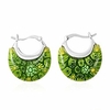 murano millefiori glass green basket hoops hoop earrings fashion stainless steel jewelry for women