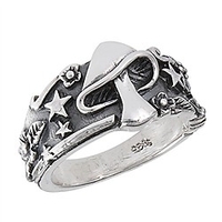 mushroom star leaf oxidized ring sterling silver celestial weed band size 7 miniinthebox