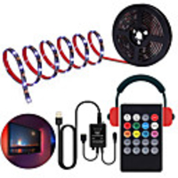 Music Control LED Light Strip 1M 2M 3M 4M 5M 5050 RGB SMD 30 LEDs Per Meters Tiktok LED Strip Lights with IR 24 Key Controller USB Port DC5V