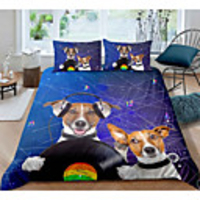 Musical Dog 3-Piece Duvet Cover Set Hotel Bedding Sets Comforter Cover with Soft Lightweight Microfiber For Holiday Decoration(Include 1 Duvet Cover and 1or 2 Pillowcases)