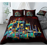 Muslim Palace 3-Piece Duvet Cover Set Hotel Bedding Sets Comforter Cover with Soft Lightweight Microfiber,  Include 1 Duvet Cover,  2 Pillowcases for Double/Queen/King(1 Pillowcase for Twin/Single)