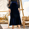 Muslim Women High Waist Bodycon Maxi Skirt Long Pencil Skirts Dress Elastic Waistband Ruffle Navy Blue S M L miniinthebox