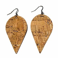 natural cork wood grain faux leather teardrop earrings stainless-steel hypoallergenic drop earrings packaged in floral box for gift (natural)