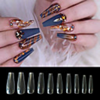 Natural Acrylic Nail Tips French Nail Tip 500pcs Fake Nails Half Cover False Nail with Case for Nail Salons and DIY Nail Art 10 Sizes