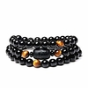 natural crystal obsidian stone bead with tiger eye bracelet 8mm multi circle dragon totem ladies men jewelry (tiger eye)