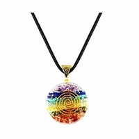 natural crystal stone pendant - 7 chakra stones pendent necklace with adjustable cord - chakras healing tools for emf protection and spiritual healing patient
