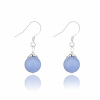 natural gem 925 sterling silver earrings chalcedony clear crystal agate bead drop stone earrings with hypoallergenic hook