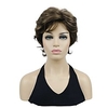 Natural Look Short Curly Brown/Auburn Highlights Synthetic Wig for Women Mother