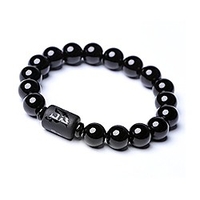 natural obsidian stone bead bracelet couple women 8mm phoenix totem jewelry (phoenix)