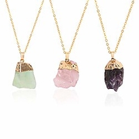 natural raw stone pendant necklace for women healing chakra crystals with three different chains