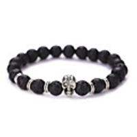 Natural Stone Bead Bracelet Beads Skull Vintage Fashion Synthetic Gemstones Bracelet Jewelry Black For Christmas Gifts Party Daily Casual