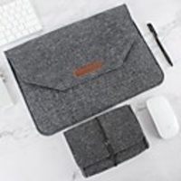 Natural Wool Felt Laptop Case Protector Bag Plus Power Pack Compatible 11-15 Inch MacBook Pro MacBook Air Laptop Gray Black