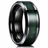 nature 8mm mens black tungsten carbide wedding ring green wood inlaid comfort fit 10.5