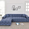 Navy Grid Print Dustproof All-powerful Slipcovers Stretch L Shape Sofa Cover Super Soft Fabric Couch Cover Sofa Furniture Protector with One Free Boster Case miniinthebox