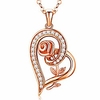 necklace for girlfriend wife sterling silver rose gold love heart rose flower jewelery necklace for women her