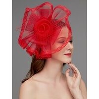 Net Fascinators / Headdress / Headpiece with Feather / Flower / Trim 1 PC Wedding / Special Occasion / Tea Party Headpiece miniinthebox