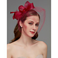 Net Fascinators / Headdress / Headpiece with Feather / Flower / Trim 1 Piece Wedding / Special Occasion / Horse Race Headpiece
