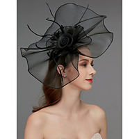 Net Fascinators / Headdress / Headpiece with Feather / Flower / Trim 1 Piece Wedding / Special Occasion / Horse Race Headpiece miniinthebox