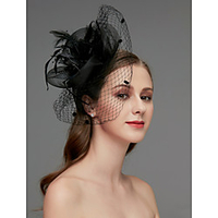 Net Fascinators / Headdress / Headpiece with Feather / Flower / Trim 1 Piece Wedding / Special Occasion / Tea Party Headpiece