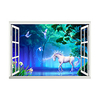 New 3D 3D Forest Unicorn Fake Window Living Room TV Background Wall Sticker miniinthebox
