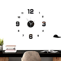 NEW 3D DIY Acrylic Clock Wall Stickers Home Modern Decoration Crystal Mirror Art Sticker Mirror Wall Sticker Clock Decals 40cm40cm miniinthebox