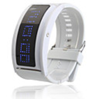 New arrive 108 Blue LED White Band Wrist Watch with 10 Welcome Letters Importable