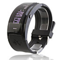 New arrive 108 White LED Black Band Wrist Watch with 10 Welcome Letters Importable