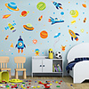 New Cartoon Stickers Space Star Rocket Self Adhesive Wall Stickers Creative Children