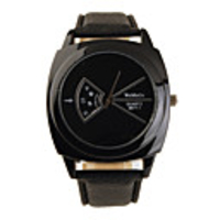 New Design PU Leather Band Mystical Dial Quartz Men Women Wrist Watch - Black