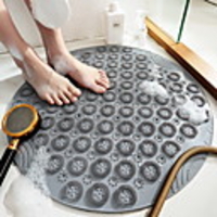 New Environmentally Friendly Pvc Round Bathroom Non-slip Floor Mat,  Household Bathroom Shower Room Suction Cup Hydrophobic Massage Foot Mat
