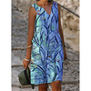 new european and american cross-border aliexpress amazon wish summer fashion v-neck printed a-line sleeveless dress miniinthebox