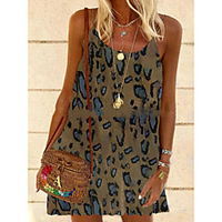 new female fashion plus size retro vacation boho style spaghetti belt v-neck retro dress miniinthebox