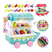 new kids children girls food cart toy with light music diy assembly kitchen playsets