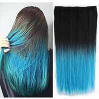 New Ombre Color Optional Easy Wear Clip in One Piece Synthetic Hair Extension Long Straight Synthetic Natural Looking Hairpieces miniinthebox