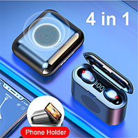 New True Wireless Bluetooth Earphone and Speaker 2 in 1 HD Stereo Wireless Headphones Mini Earbuds Bass Headset with 2000mAh Bin