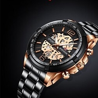 New Va-2322 Black Gold Non-Automatic Mechanical Multi-Function Watch Men