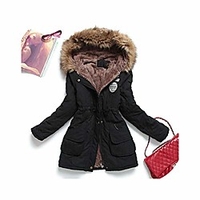 new winter women jacket thicken hooded wadded coat slim cotton padded jacket, black, s miniinthebox