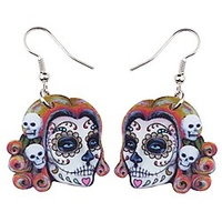 newei acrylic halloween skeleton skull earrings drop dangle fashion jewelry for girl women gift (skull earrings b)