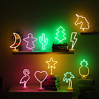 Night Ligh Stars Moon Cactus Pineapple Coconut Tree Love Popsicle Hello Rose Led Backplane Neon Lights for Bedroom Decor miniinthebox