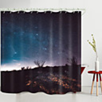 Night Starry Sky Digital Printing Shower Curtain Shower Curtains Hooks Modern Polyester New Design
