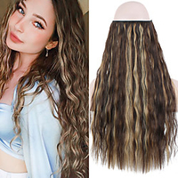 No Clip Halo Hair Extensions Synthetic Wave CurlyStraight Secret Wire Natural Hair Extensions Fake Hair For Women miniinthebox