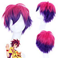 No Game No Life Sora Cosplay Wigs Unisex Layered Haircut 12 inch Heat Resistant Fiber Curly Gradient Teen Adults