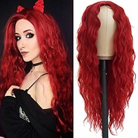 non-lae Red Wig Loose Curly Synthetic Wigs for Fashion Women Heat Resistant Copper Red No Lace Wig 24 inch miniinthebox