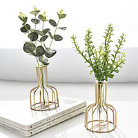 Nordic Iron Geometric Hydroponic Vase Dry Flower Ornament Living Room Dining Table Flower Arrangement Tabletop Ornament miniinthebox