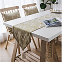 Nordic Jacquard Geometric Table Runner Tassel