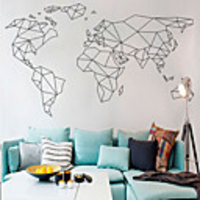 Nordic Style Map Geometry Art Wall Sticker For House Decoration Living Room Bedroom Decor Art Decals Mural Vinyl Wall Stickers