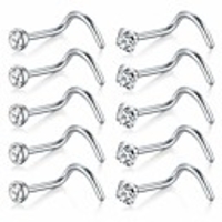 nose rings 10pcs 18g nose screw rings studs surgical steel piercing jewelry 2mm clear cz silver