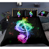Note Print 3-Piece Duvet Cover Set Hotel Bedding Sets Comforter Cover with Soft Lightweight Microfiber,  Include 1 Duvet Cover,  2 Pillowcases for Double/Queen/King(1 Pillowcase for Twin/Single)
